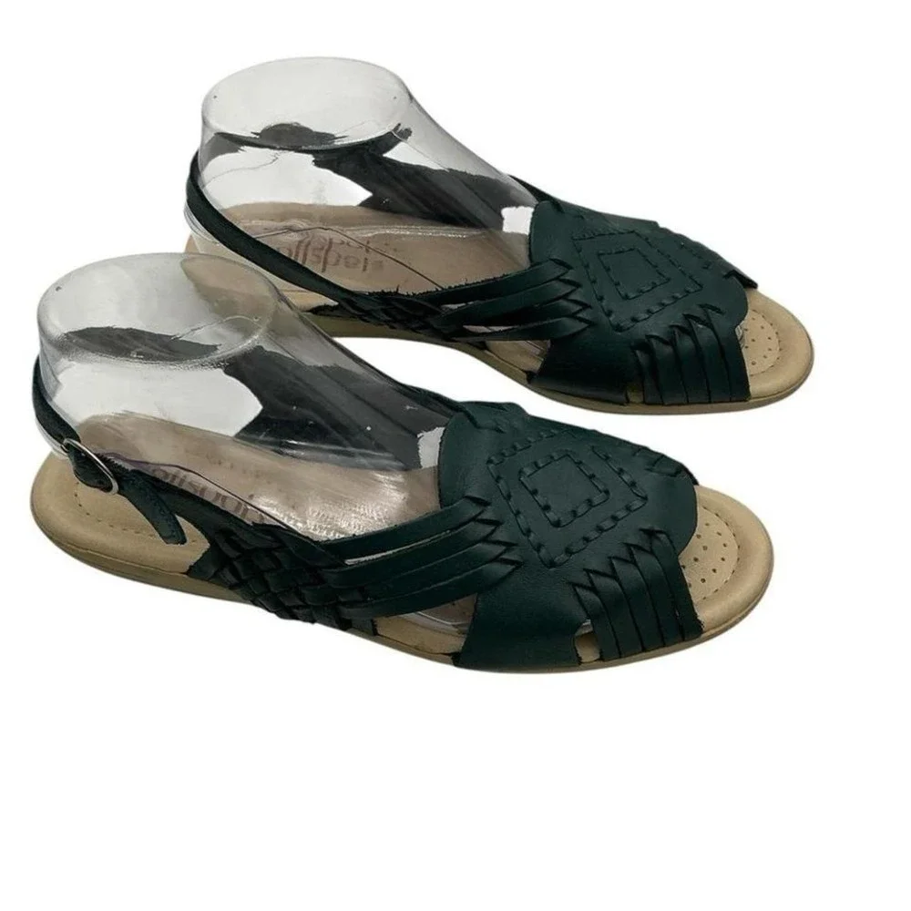 Softspots Tela Women's Slingback Huarache Sandals Navy Blue Leather 9SS Open Toe